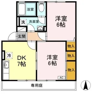 ビューラー福泊 B棟【1階】の間取り