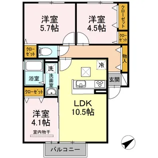 ゼンティール和気【1階】の間取り