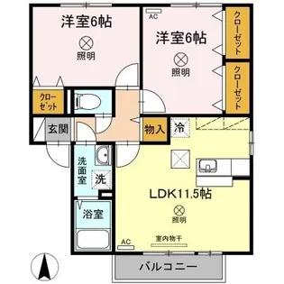 サニーコート【1階】の間取り