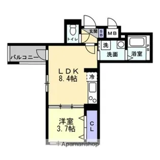 アシェント岡山医大前【3階】の間取り