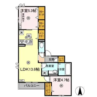 プレミール北長瀬【1階】の間取り