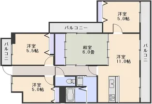 サーパス福富1107【11階】の間取り