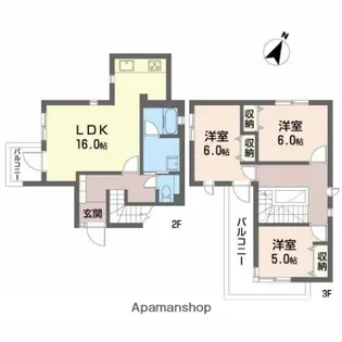 グリーンビレッジ北方Ⅱ【2階】の間取り