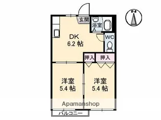 パークハイツ A棟【2階】の間取り
