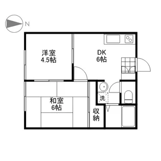 ハイツ難波B棟【1-A号室】の間取り