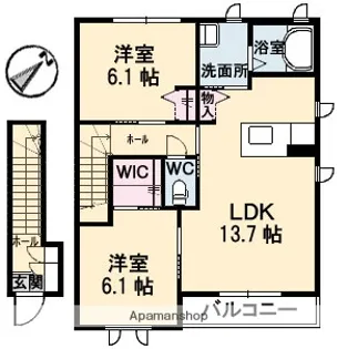 リブライス A棟【202号室】の間取り