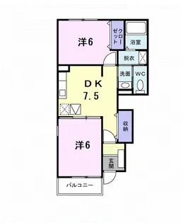 ブラン プレジール B【1階】の間取り