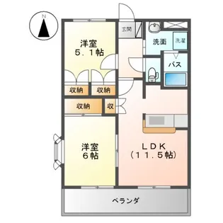 メイプルハウス【205号室】の間取り