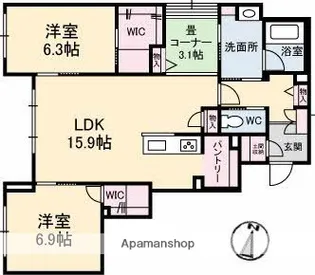 シエルコート 南棟【1階】の間取り