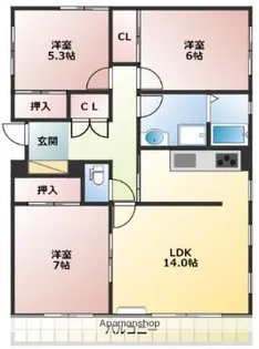 ハウス津倉【2階】の間取り