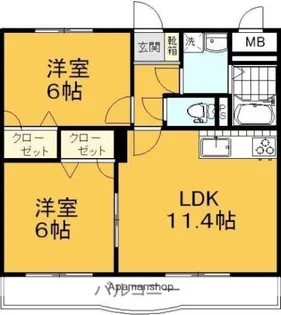 マリベールフレール【1階】の間取り