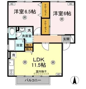 ハイカムール花尻 B棟【2階】の間取り