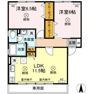 ハイカムール花尻 B棟【1階】の間取り