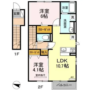 アマンプリ中津【2階】の間取り