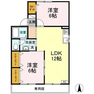 プリオールエフ B棟【B101号室】の間取り