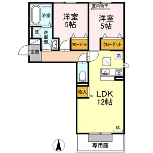 フルス吉備津【1階】の間取り