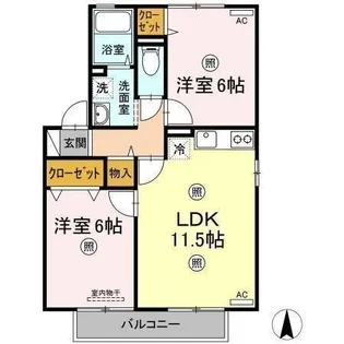 リムーブルヴェルジェⅡ B棟【2階】の間取り