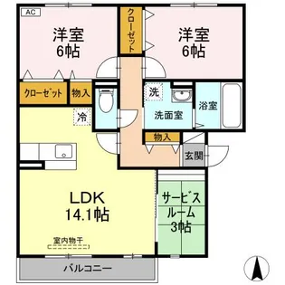 フェリス高柳 A棟【3階】の間取り