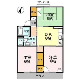 パレーシャル足高 3号棟【1階】の間取り