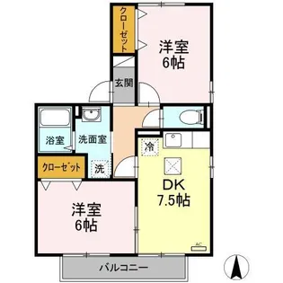 シティパル21 B棟【1階】の間取り