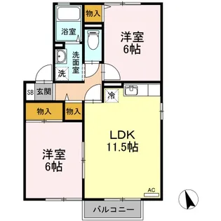 シャトレアン津高 C棟【C201号室】の間取り