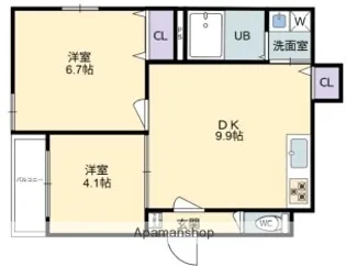 RIVER CITY 西川原【301号室】の間取り