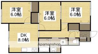 総社市中央4丁目賃貸住宅【1階】の間取り