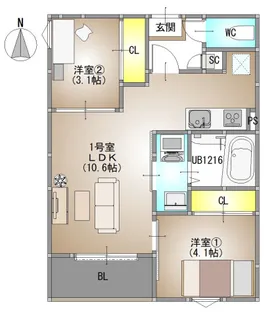 REGALEST F 下伊福 仮称)REGALEST 下伊福6【201号室号室】の間取り