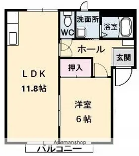 カーサ ツインクル Ⅰ棟【2階】の間取り