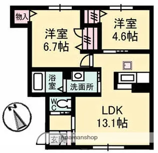 ヴァン・パサージュ B棟【1階】の間取り