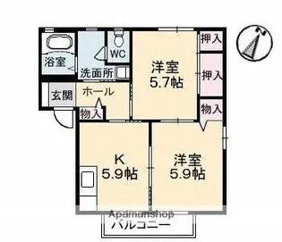 ノースヴェレッジⅡ C棟【2階】の間取り