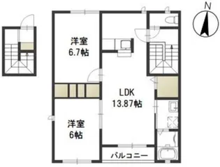 ハピネス B【2階】の間取り