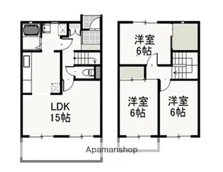 岡山県岡山市北区津島西坂1丁目【テラスハウス】の間取り