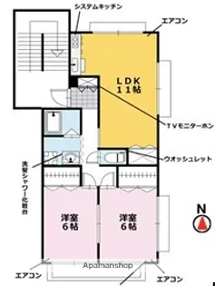 ジュネス西崎【2階】の間取り