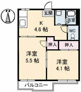 ハイツあかね B棟【201号室】の間取り