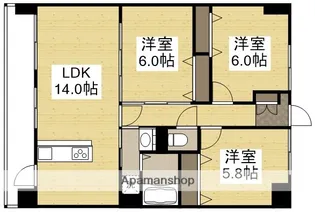 ラ・パティオ【602号室】の間取り