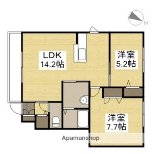 プリムべール城東 弐番館【1階】の間取り