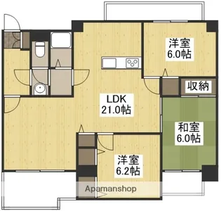 ラヴニール東島田【6階】の間取り