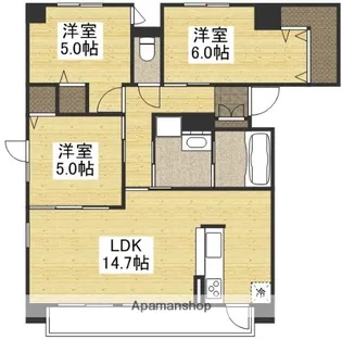 ビバリースクエア老松【7階】の間取り