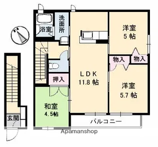ピナクル・国富 2番館【2階】の間取り
