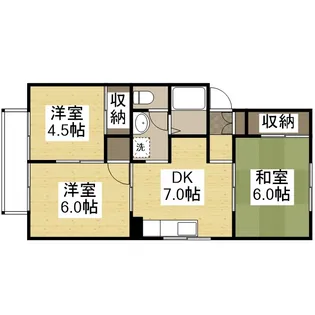 リベルテひらたC棟【201号室】の間取り