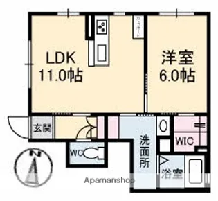ラ・パルテール新屋敷Ⅲ【1階】の間取り