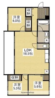 サウスウインドⅢ号館【3階】の間取り
