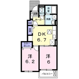 フィオーレ・タチバナB【1階】の間取り