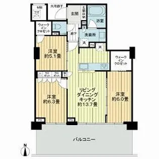 ライオンズタワー岡山千日前【10階】の間取り