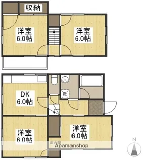 当新田戸建て【1号室】の間取り