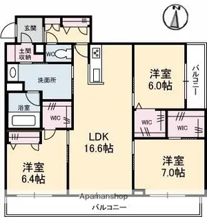 エスポアヒルズ【3階】の間取り