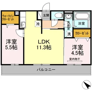 ゴールドウイング B棟【2階】の間取り