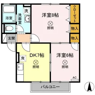 ピローサイド四御神 A棟【2階】の間取り