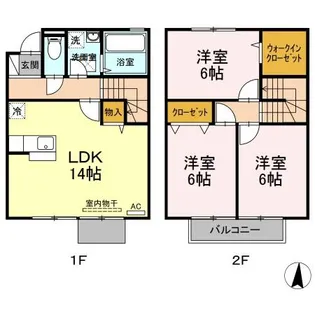 岡山県倉敷市平田【テラスハウス】の間取り